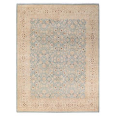 One of a Kind Hand Knotted Contemporary Oriental Eclectic Light Blue Area Rug