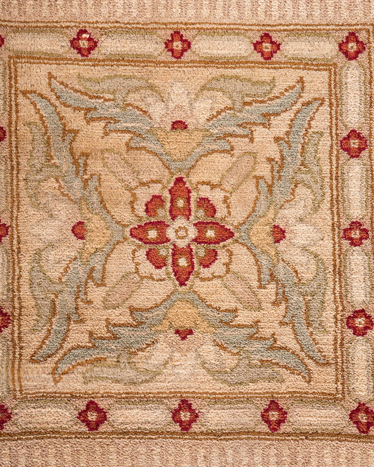 Pakistani One of a Kind Hand Knotted Contemporary Overdyed Beige Area Rug For Sale