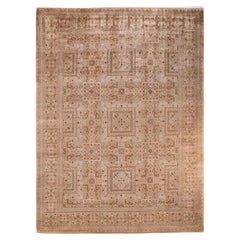 One of a Kind Hand Knotted Contemporary Overdyed Beige Area Rug