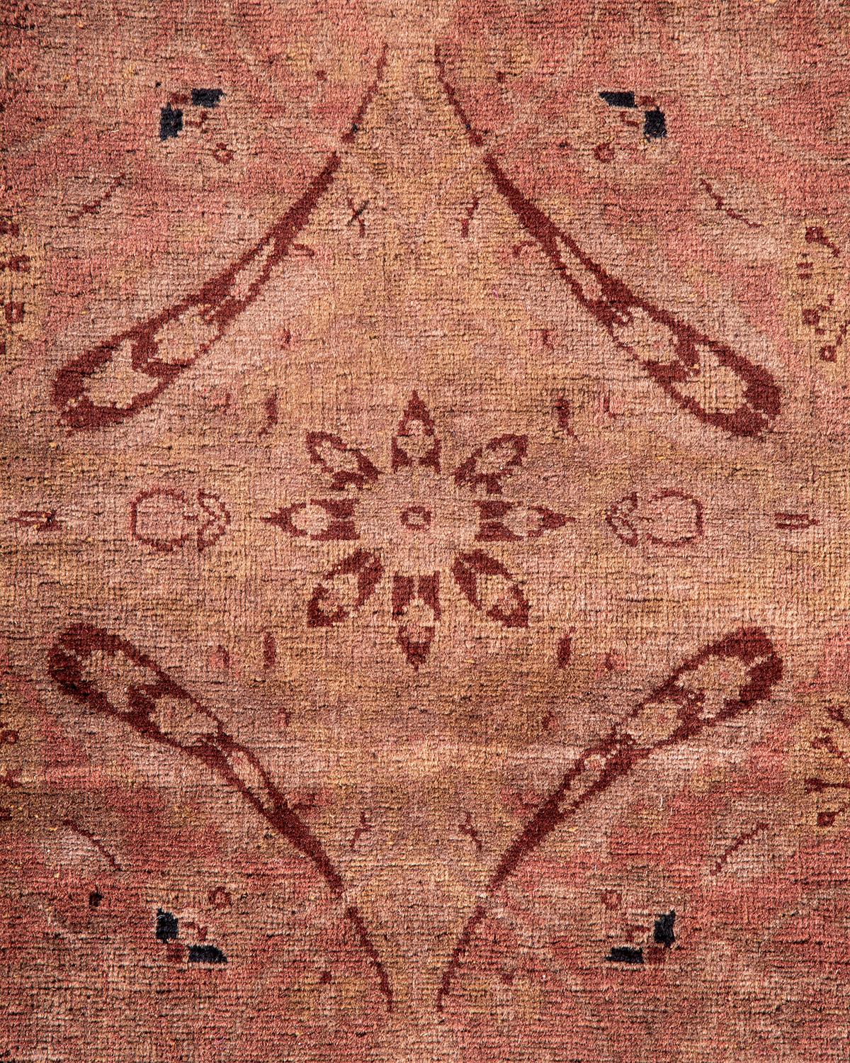 Pakistani One of a Kind Hand Knotted Contemporary Overdyed Beige Runner