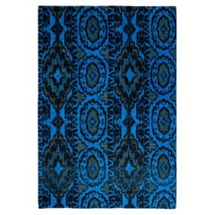 One of a Kind Hand Knotted Contemporary Overdyed Black Area Rug