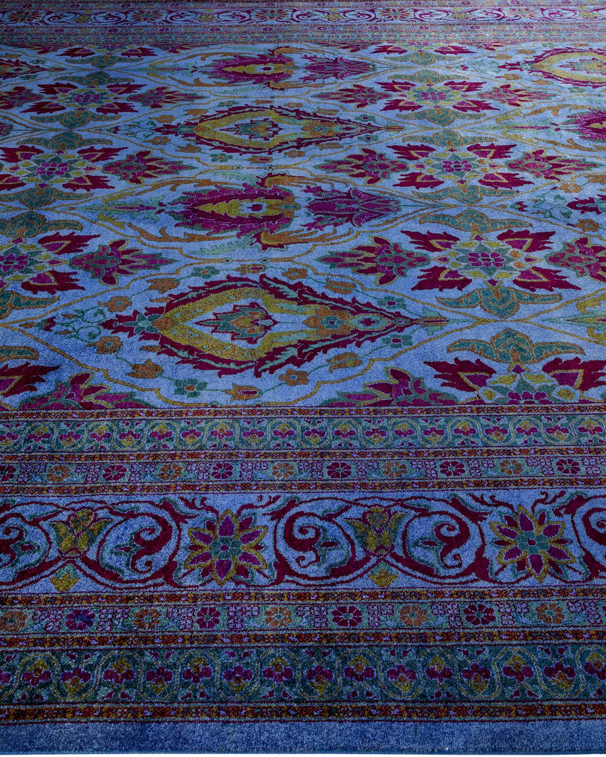 One of a Kind Hand Knotted Contemporary Overdyed Blue Area Rug In New Condition For Sale In Norwalk, CT