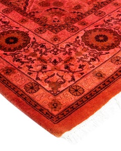 One of a Kind Hand Knotted Contemporary Overdyed Brown Area Rug