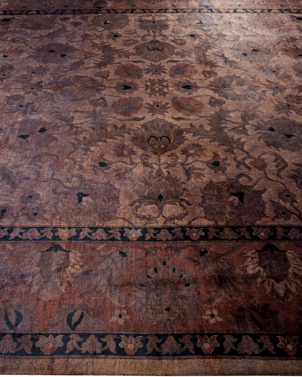 One of a Kind Hand Knotted Contemporary Overdyed Brown Area Rug In New Condition For Sale In Norwalk, CT