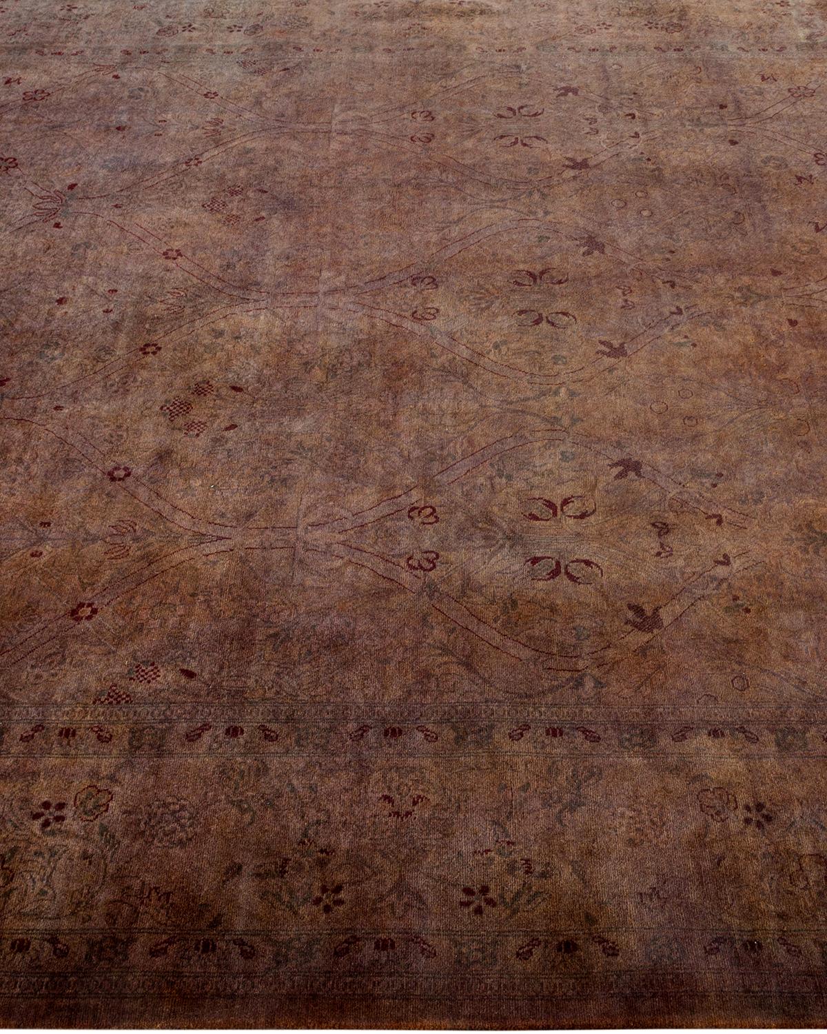One of a Kind Hand Knotted Contemporary Overdyed Brown Area Rug In New Condition For Sale In Norwalk, CT