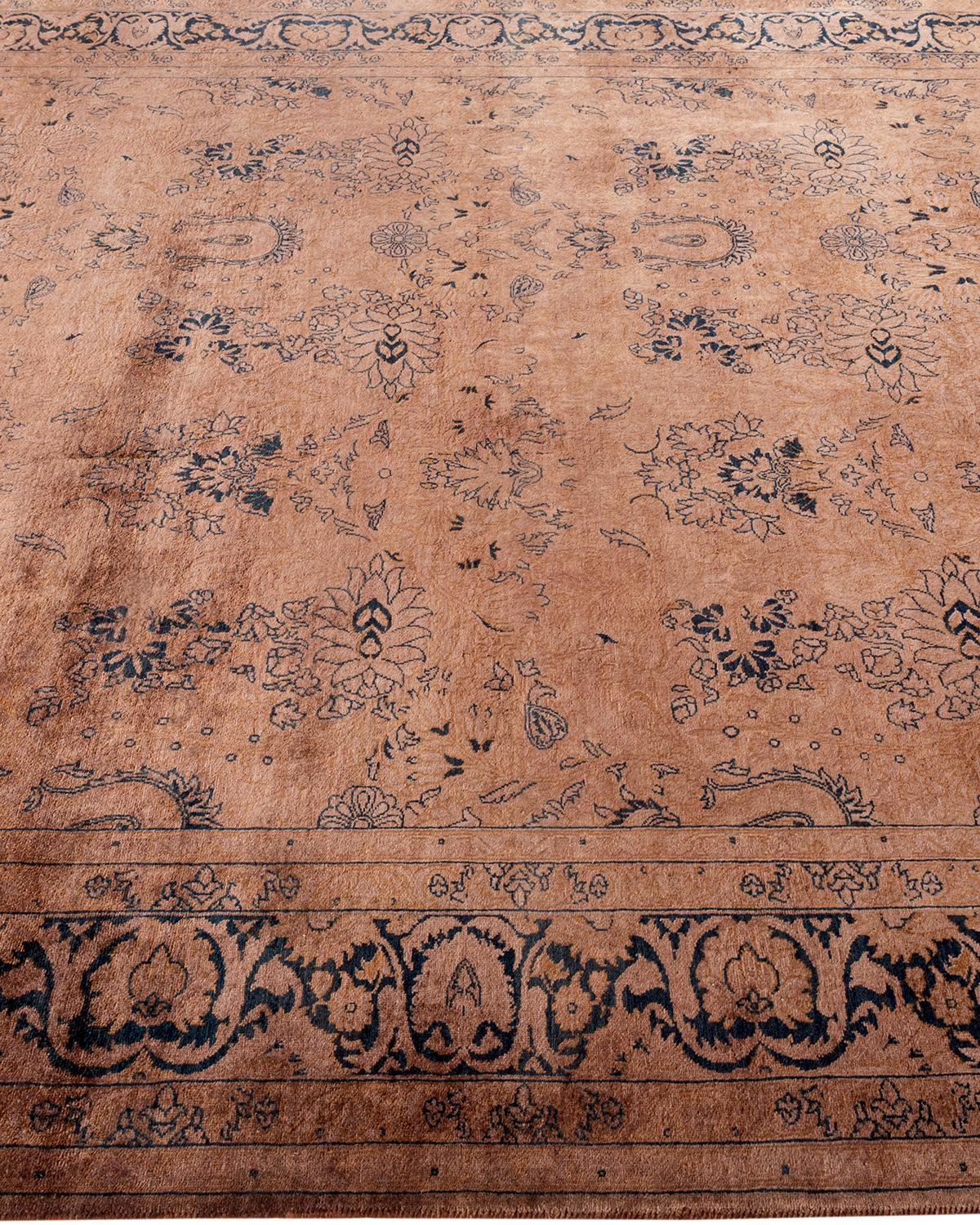 One of a Kind Hand Knotted Contemporary Overdyed Brown Area Rug In New Condition For Sale In Norwalk, CT