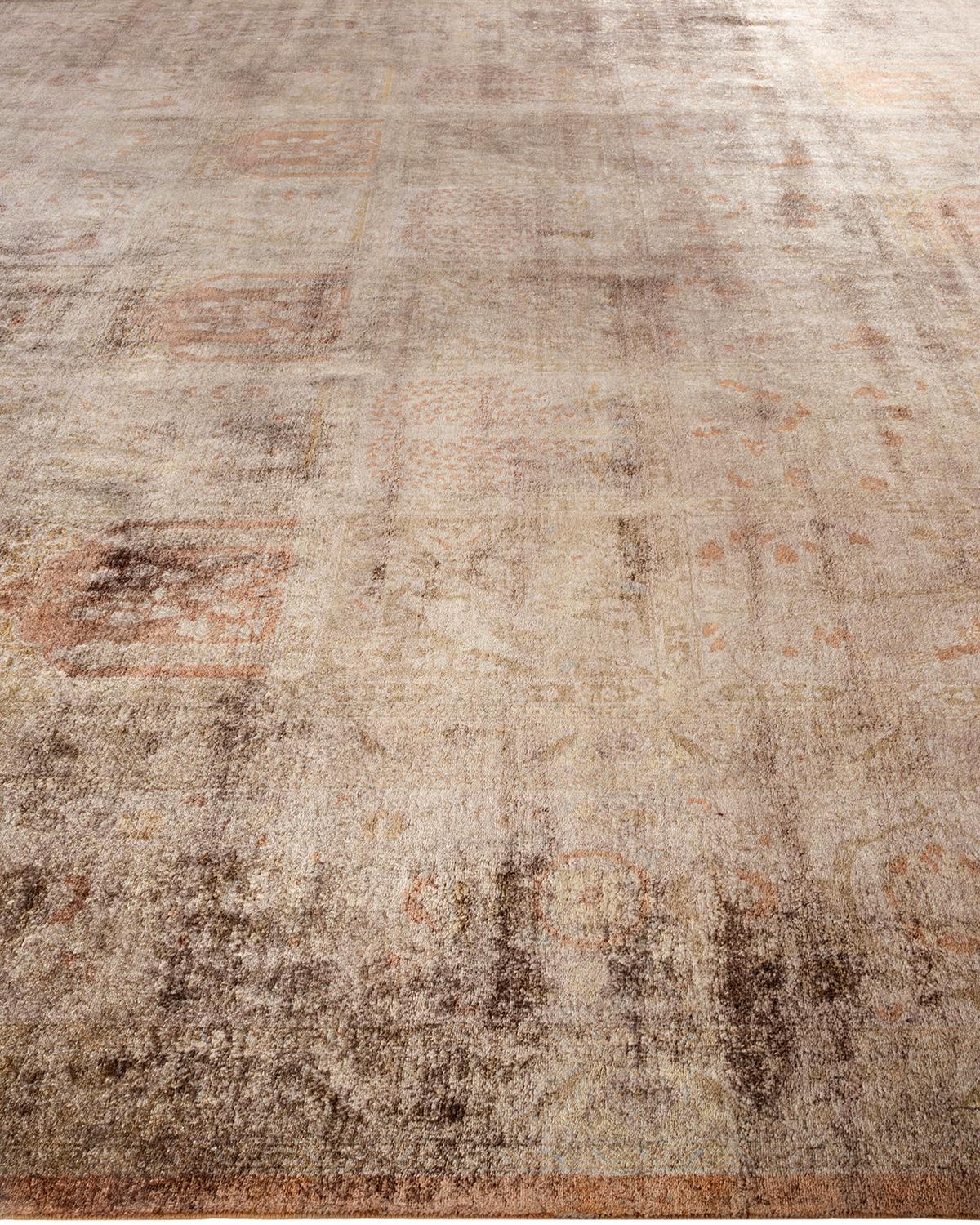 One of a Kind Hand Knotted Contemporary Overdyed Brown Area Rug In New Condition For Sale In Norwalk, CT
