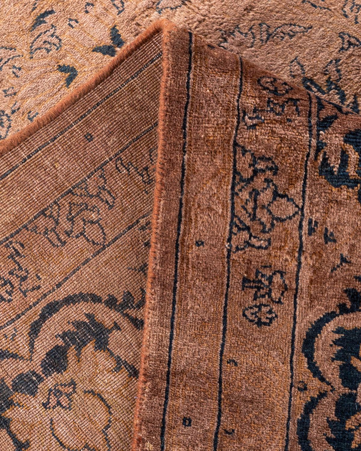 One of a Kind Hand Knotted Contemporary Overdyed Brown Area Rug For Sale 1