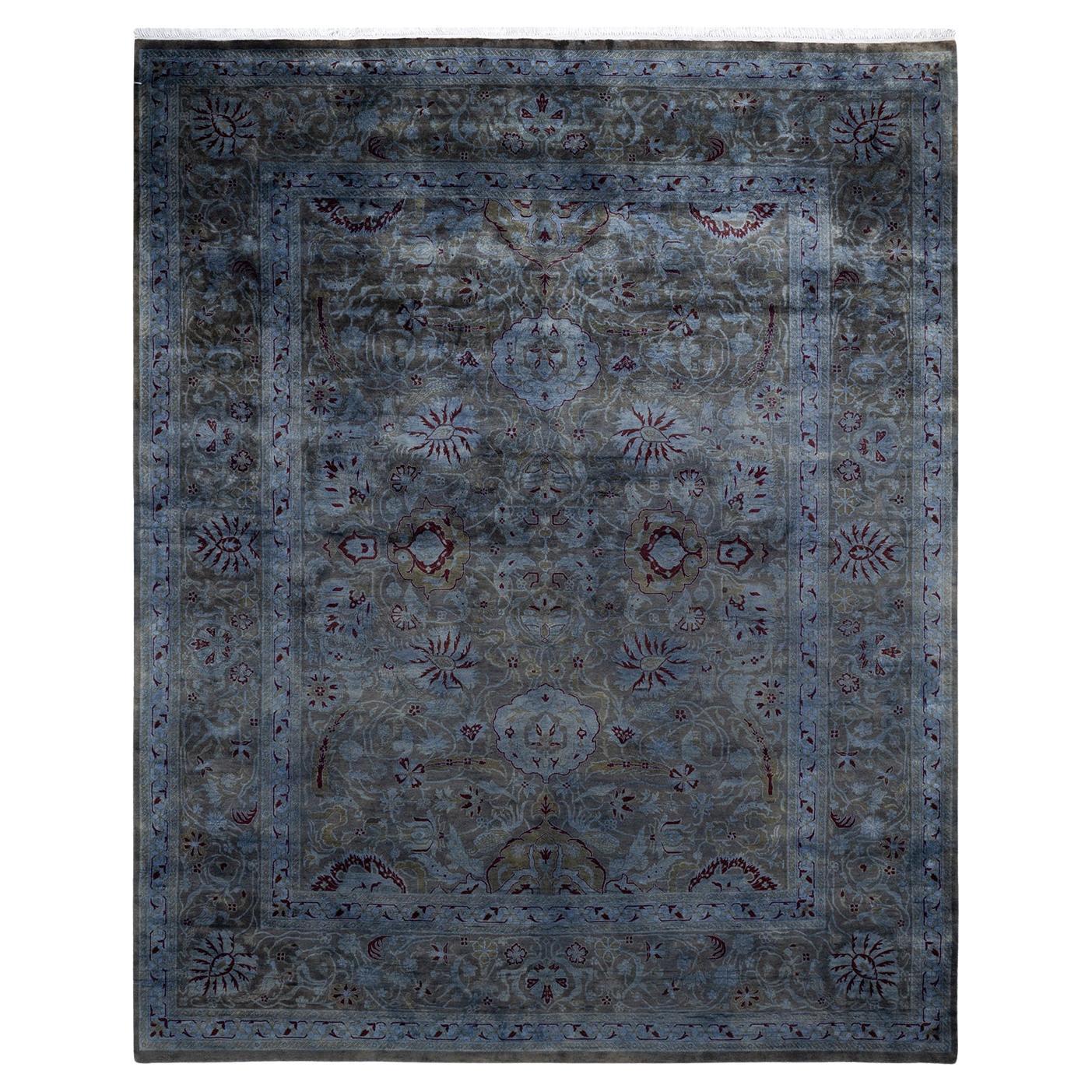 One of a Kind Hand Knotted Contemporary Overdyed Brown Area Rug