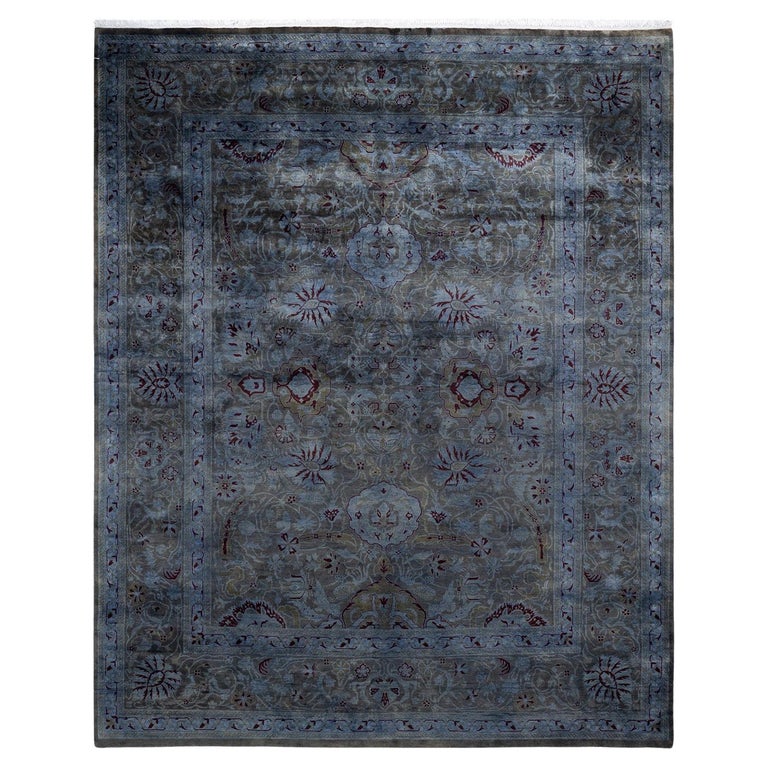 One of a Kind Hand Knotted Contemporary Overdyed Brown Area Rug For ...