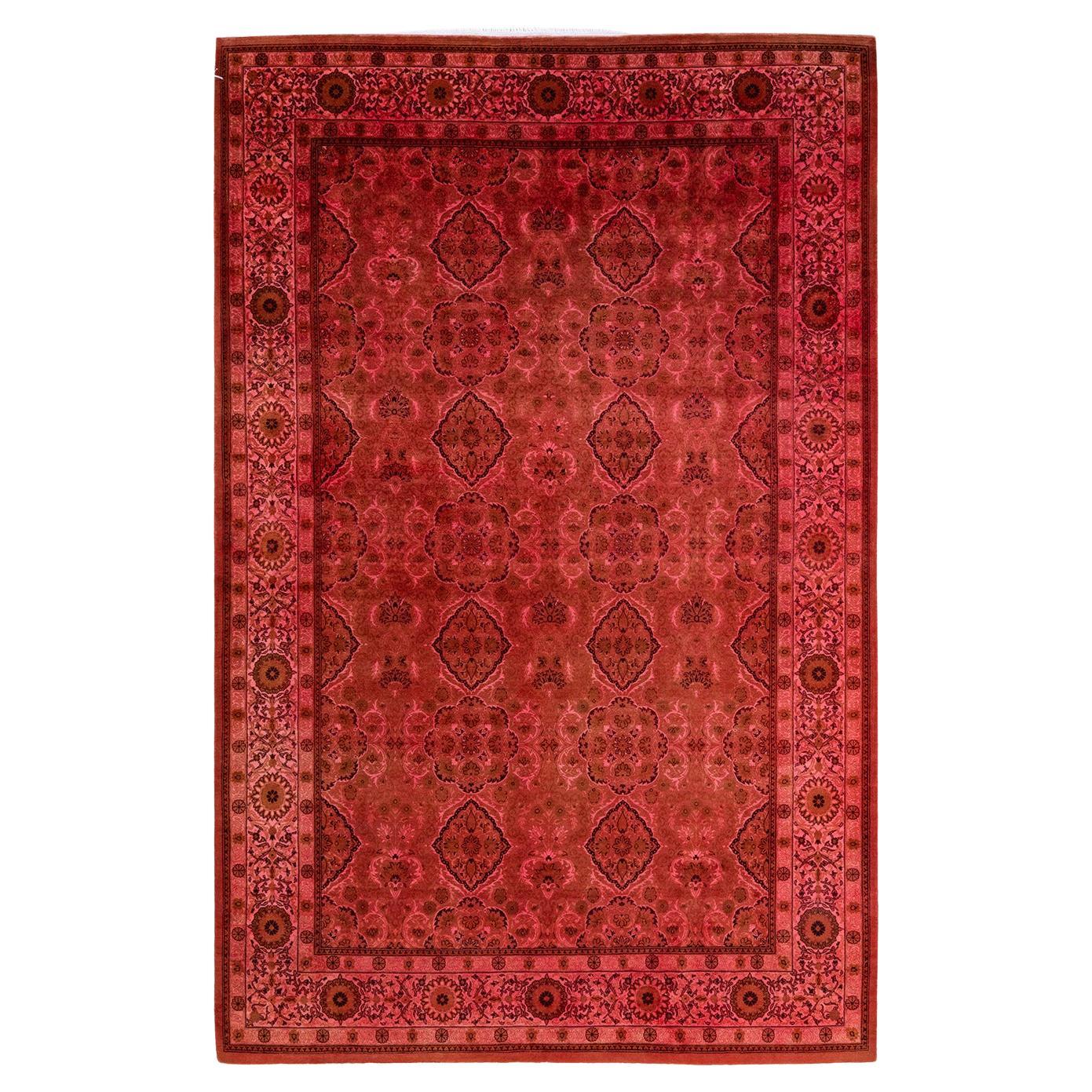 One of a Kind Hand Knotted Contemporary Overdyed Brown Area Rug