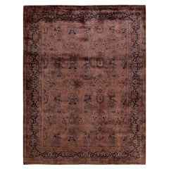 One of a Kind Hand Knotted Contemporary Overdyed Brown Area Rug