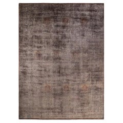 One of a Kind Hand Knotted Contemporary Overdyed Brown Area Rug