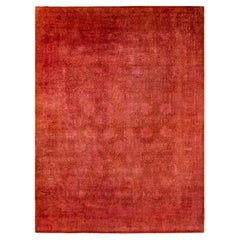 One of a Kind Hand Knotted Contemporary Overdyed Brown Area Rug