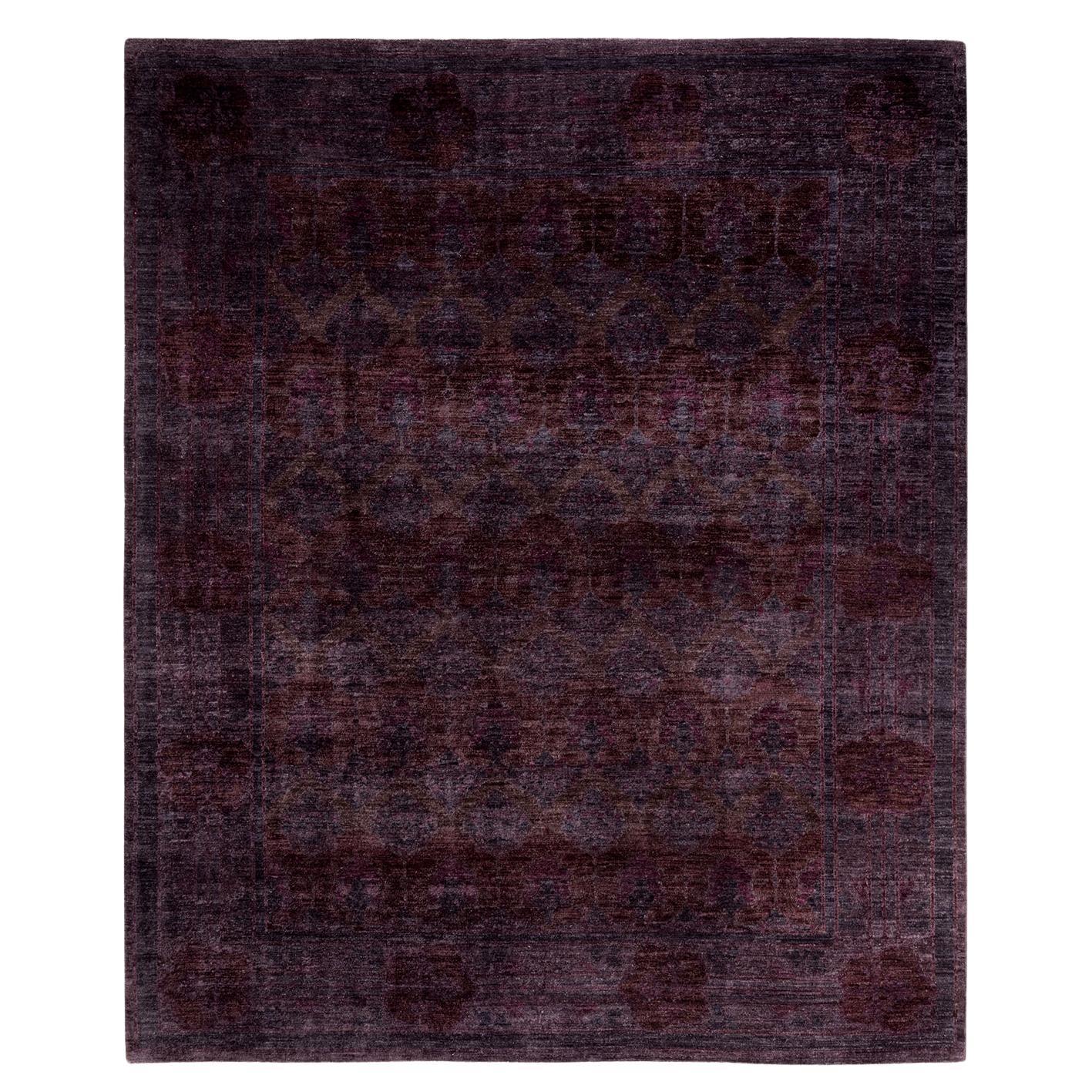 One of a Kind Hand Knotted Contemporary Overdyed Brown Area Rug For Sale
