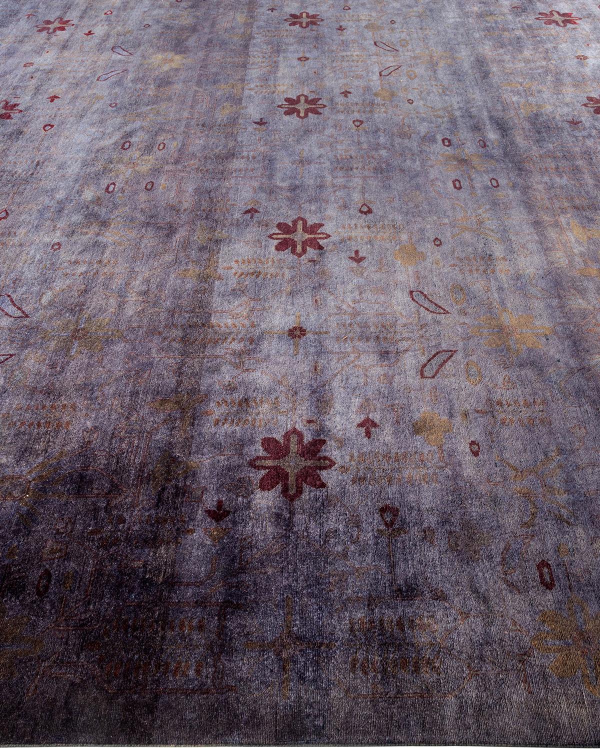One of a Kind Hand Knotted Contemporary Overdyed Gray Area Rug In New Condition For Sale In Norwalk, CT