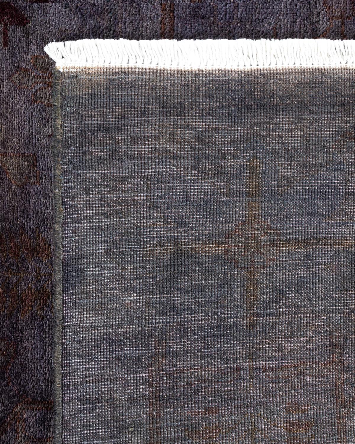Wool One of a Kind Hand Knotted Contemporary Overdyed Gray Area Rug For Sale