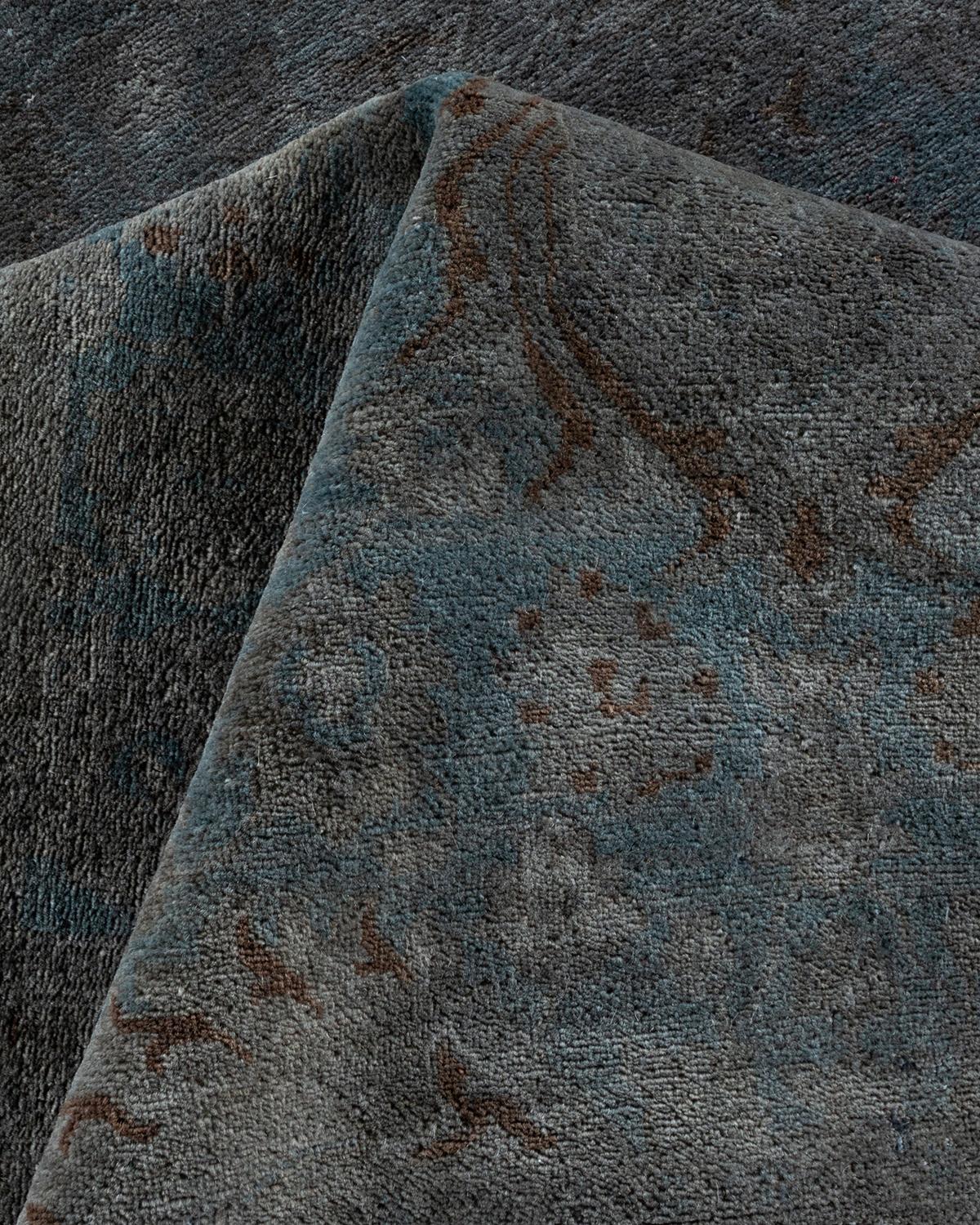 Einzigartiger handgeknüpfter zeitgenössischer grauer Overdyed-Teppich im Angebot 1