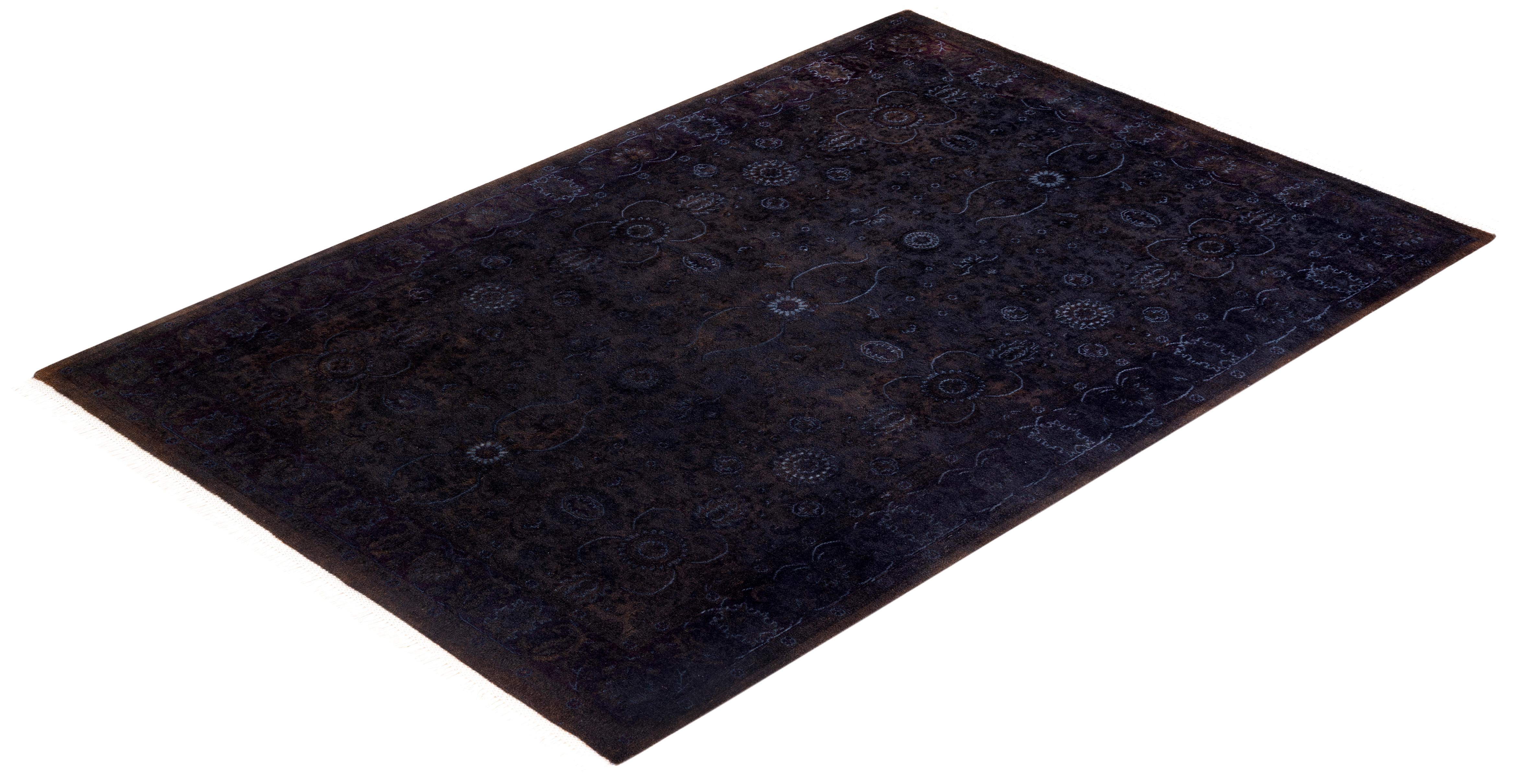 Tapis de sol contemporain surdimensionné gris, noué à la main, unique en son genre en vente 2
