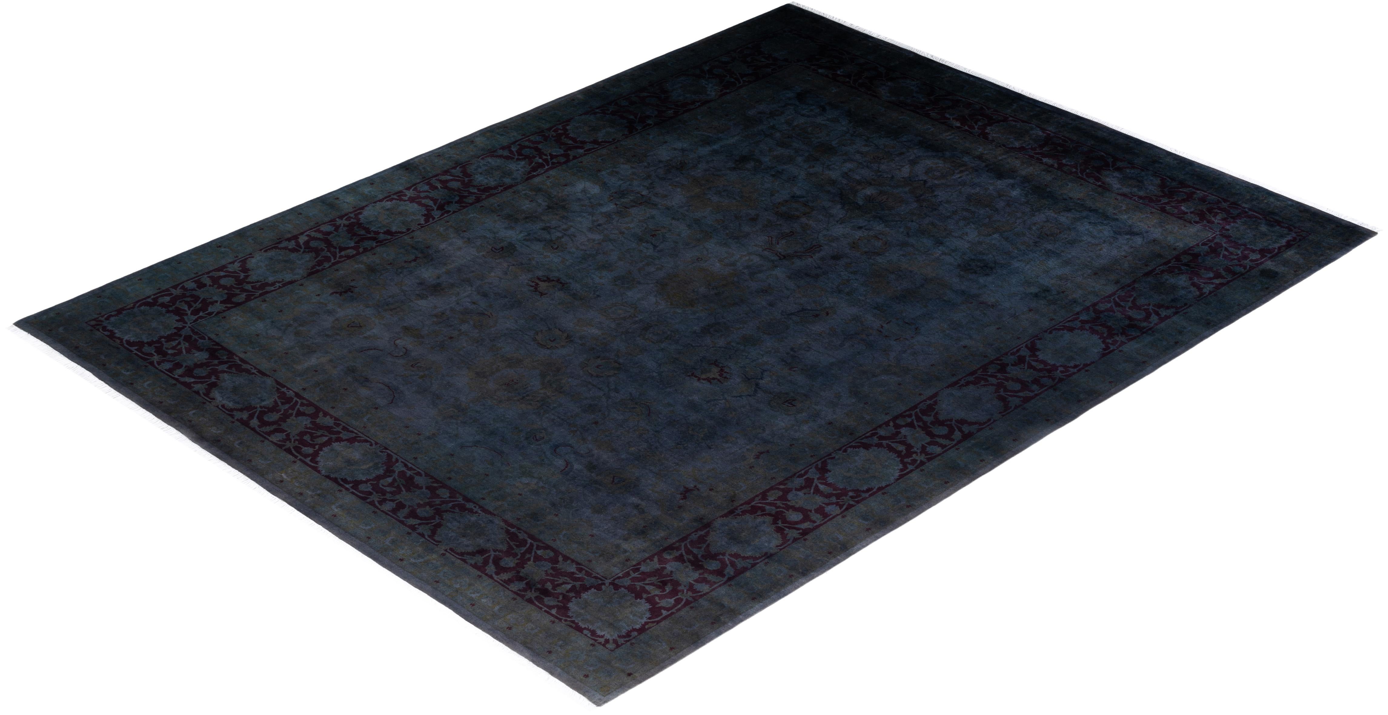 Einzigartiger handgeknüpfter zeitgenössischer grauer Overdyed-Teppich im Angebot 2