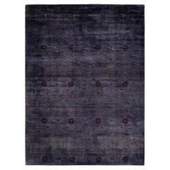 One of a Kind Hand Knotted Contemporary Overdyed Gray Area Rug