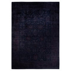 One of a Kind Hand Knotted Contemporary Overdyed Gray Area Rug