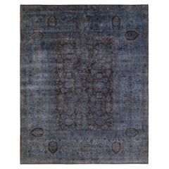 One of a Kind Hand Knotted Contemporary Overdyed Grey Area Rug