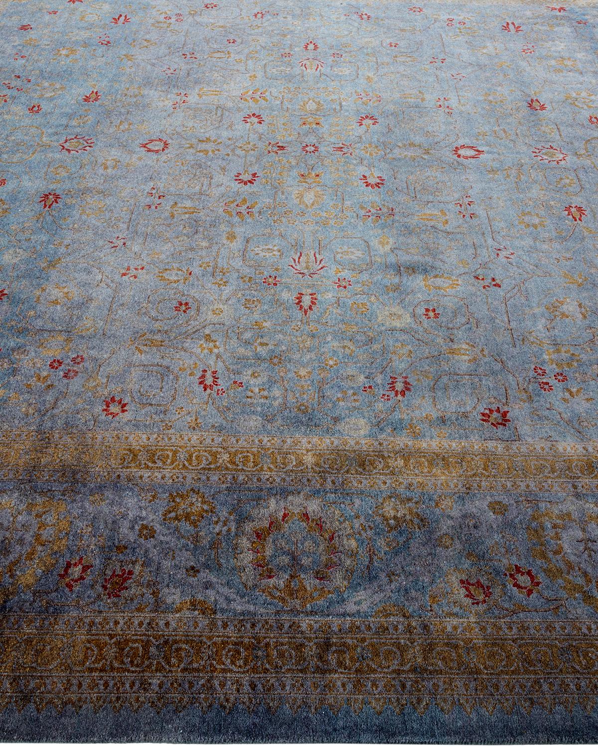 One of a Kind Hand Knotted Contemporary Overdyed Gray Square Area Rug In New Condition For Sale In Norwalk, CT
