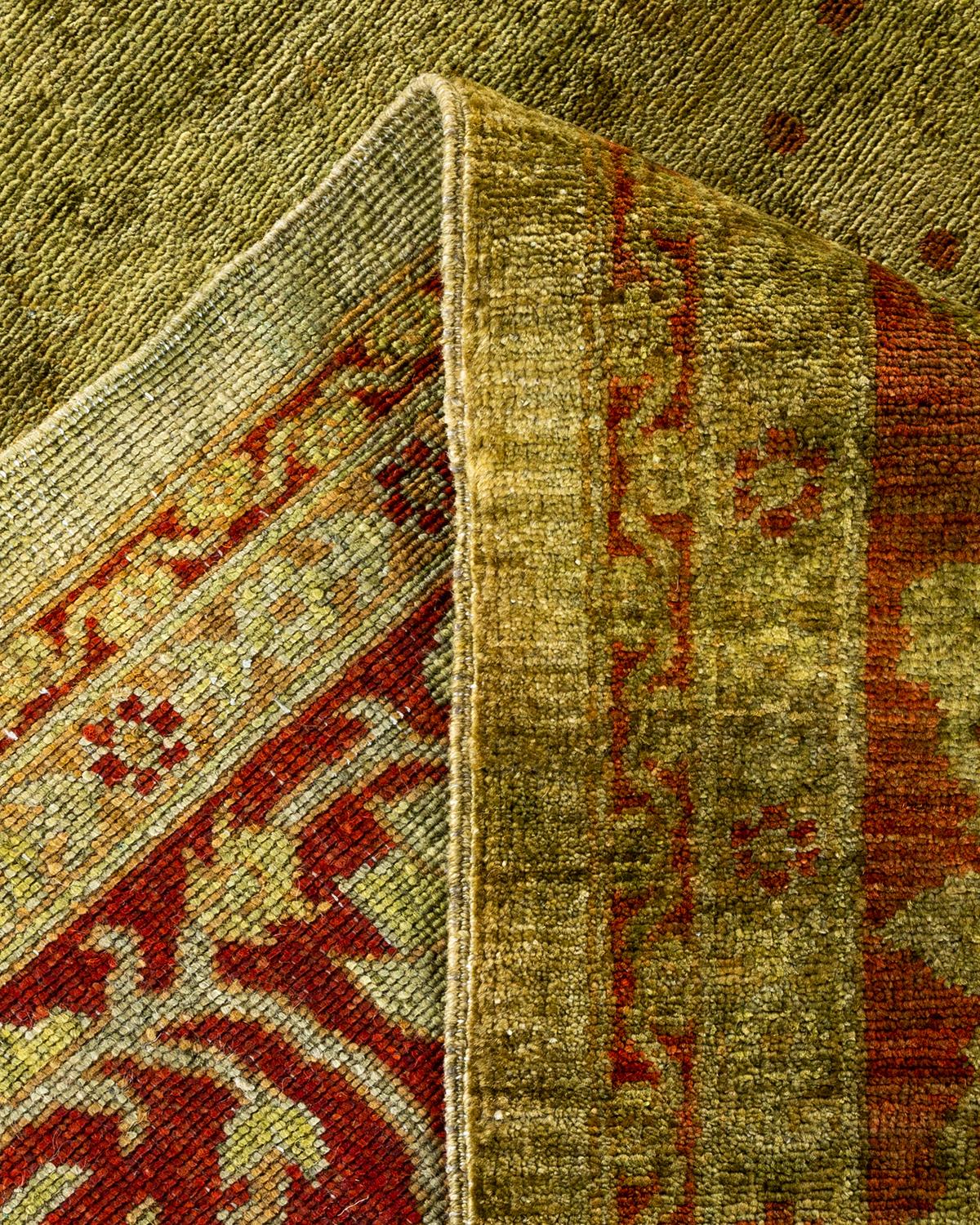 Einzigartiger handgeknüpfter zeitgenössischer grüner Overdyed-Teppich (Wolle) im Angebot