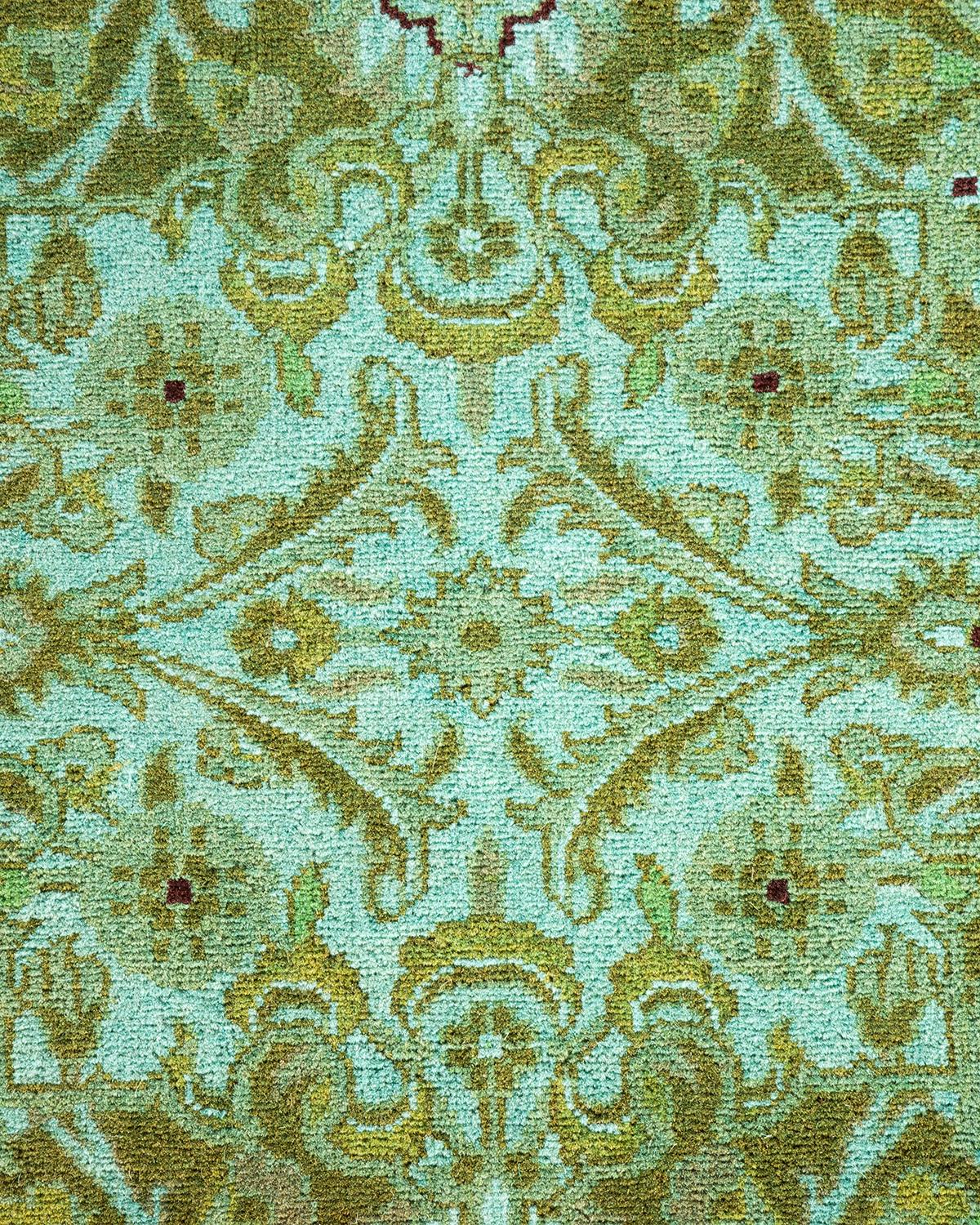 Pakistani One of a Kind Hand Knotted Contemporary Overdyed Light Blue Area Rug For Sale