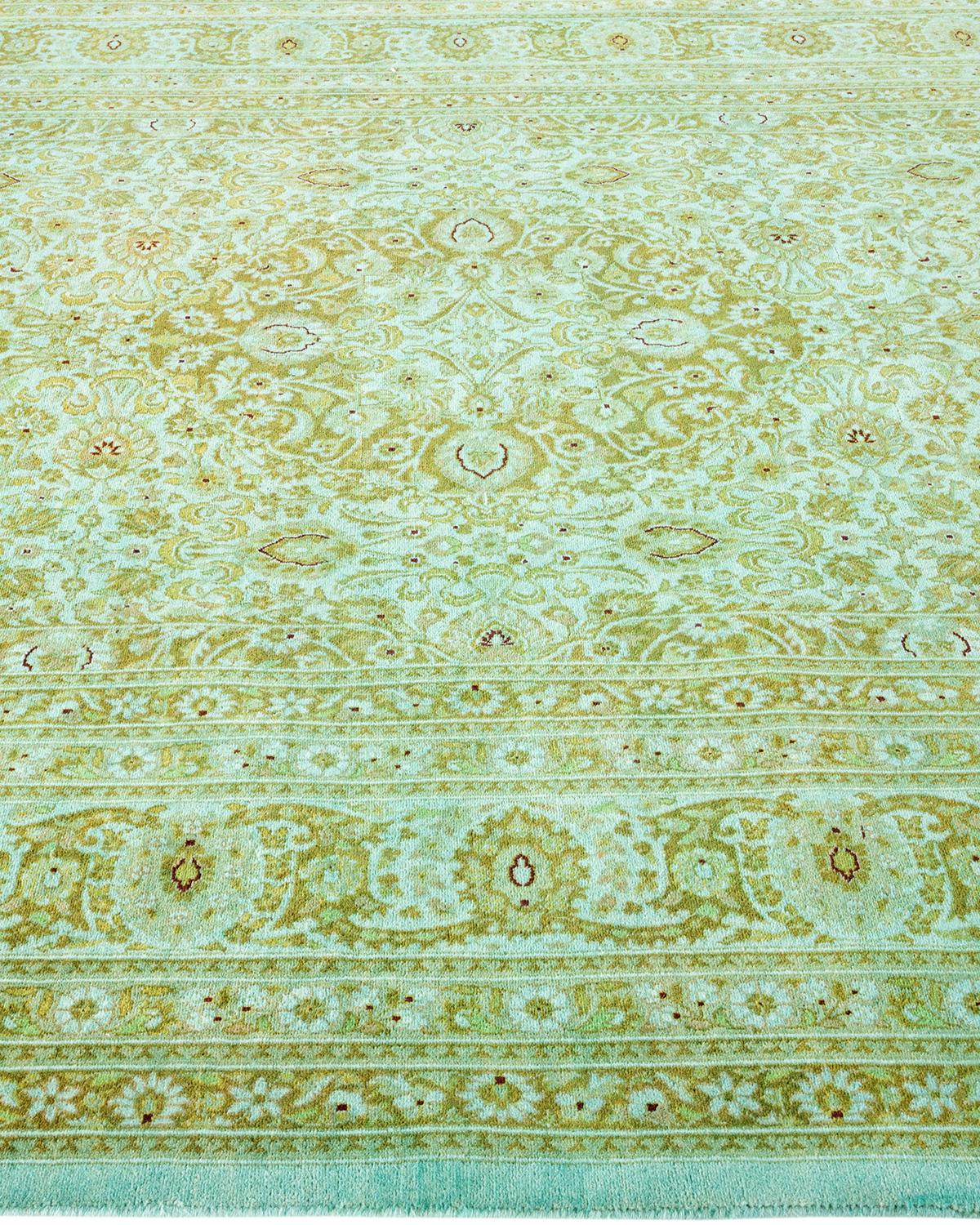 One of a Kind Hand Knotted Contemporary Overdyed Light Blue Area Rug In New Condition For Sale In Norwalk, CT