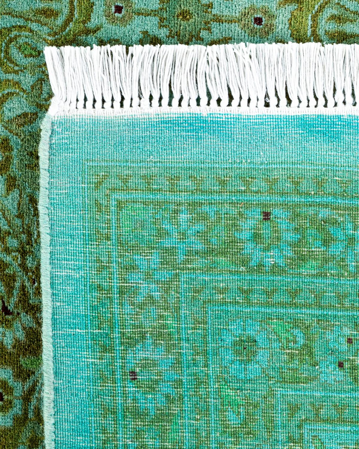 Wool One of a Kind Hand Knotted Contemporary Overdyed Light Blue Area Rug For Sale