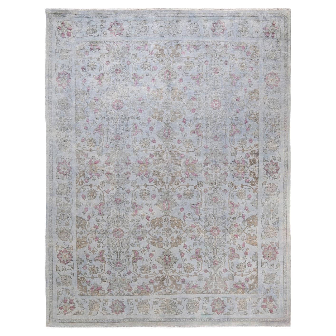 Hand Knotted Contemporary Overdyed Light Gray Area Rug For Sale