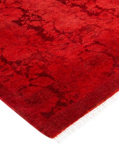 Hand Knotted Contemporary Overdyed Red Area Rug