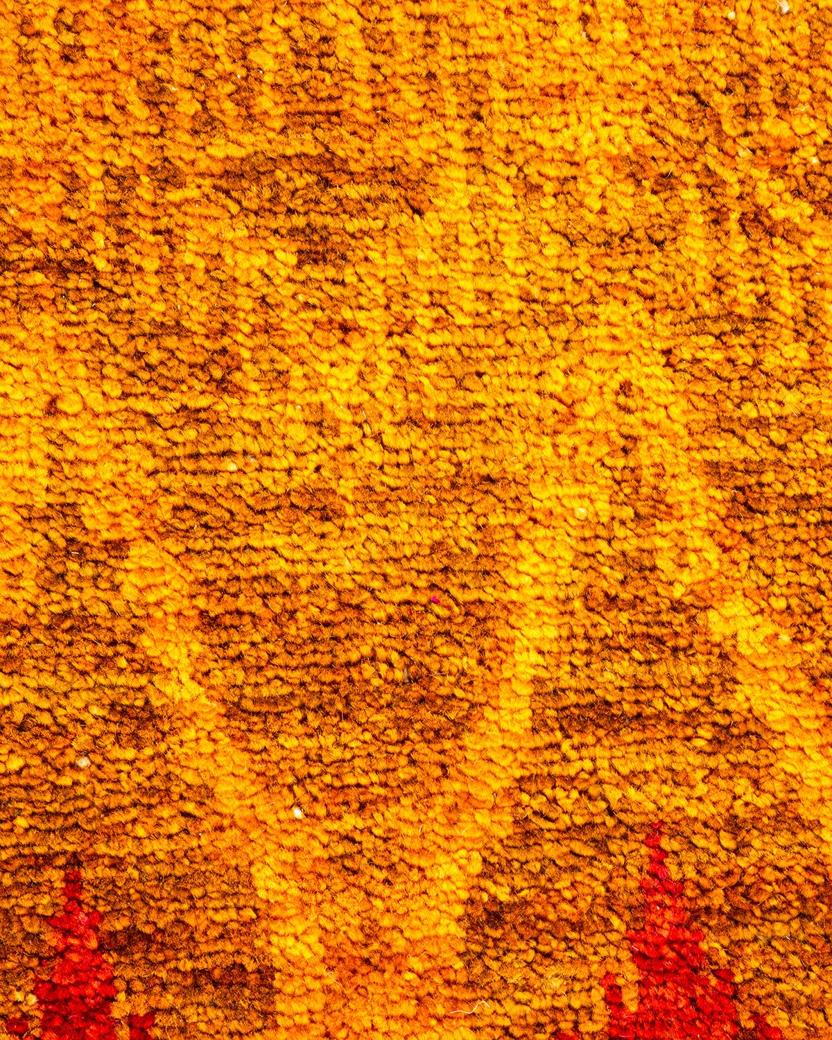 Pakistani One of a Kind Hand Knotted Contemporary Overdyed Orange Area Rug For Sale