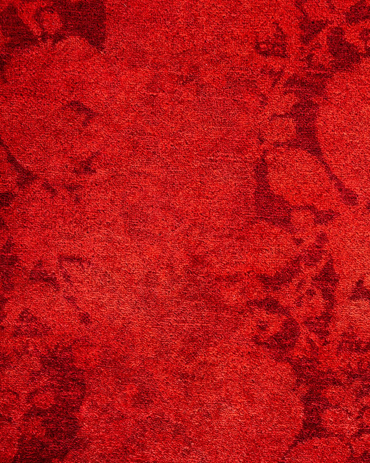 Pakistanais Knots Contemporary Overdyed Red Area Rugs (tapis contemporain surdimensionné rouge) en vente