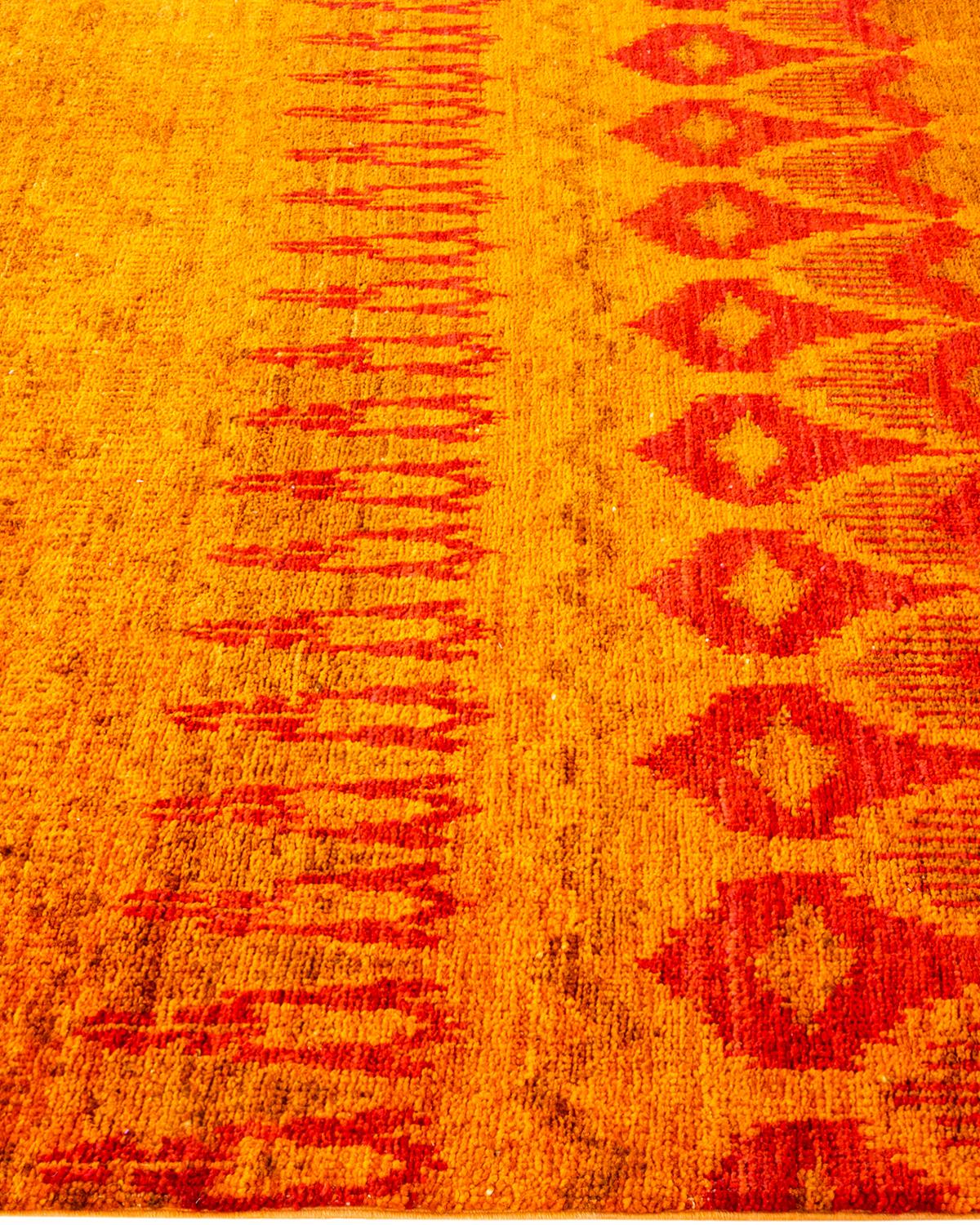 One of a Kind Hand Knotted Contemporary Overdyed Orange Area Rug In New Condition For Sale In Norwalk, CT