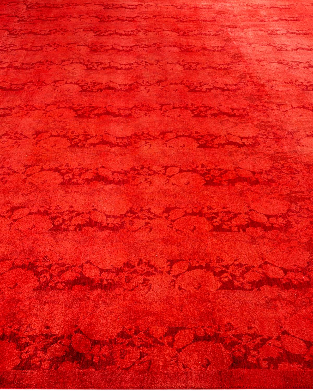 Hand Knotted Contemporary Overdyed Red Area Rug In New Condition For Sale In Norwalk, CT