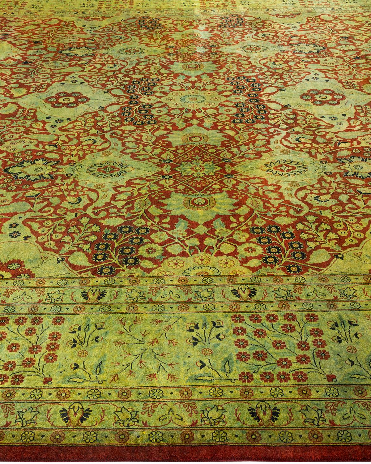 Hand Knotted Contemporary Overdyed Green Area Rug In New Condition For Sale In Norwalk, CT