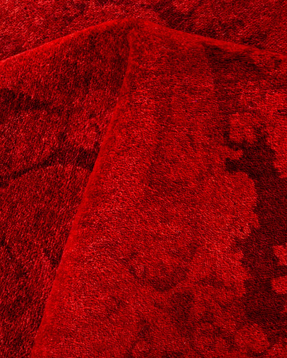 Knots Contemporary Overdyed Red Area Rugs (tapis contemporain surdimensionné rouge) en vente 1