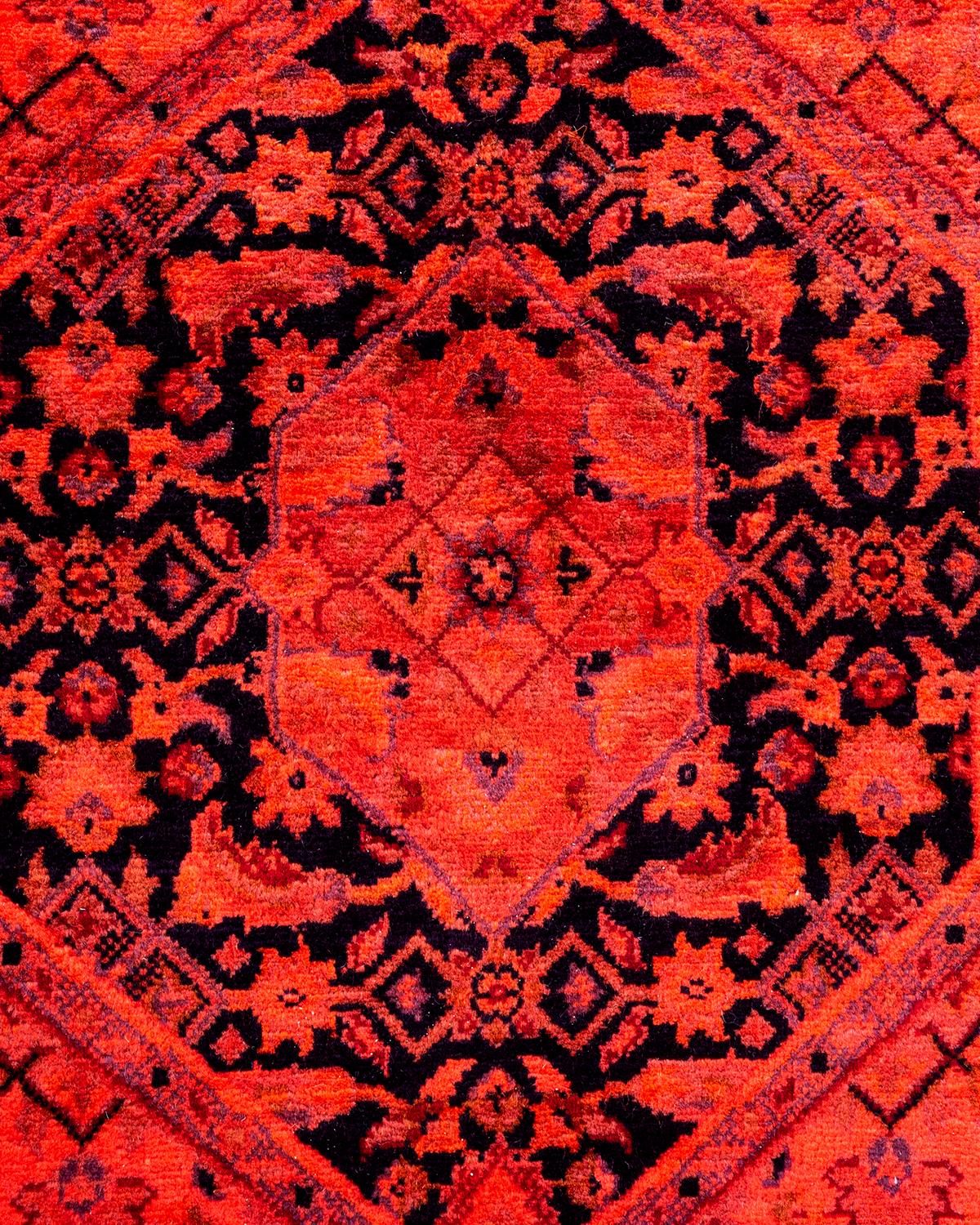 Pakistani Hand Knotted Contemporary Overdyed Red Round Area Rug For Sale