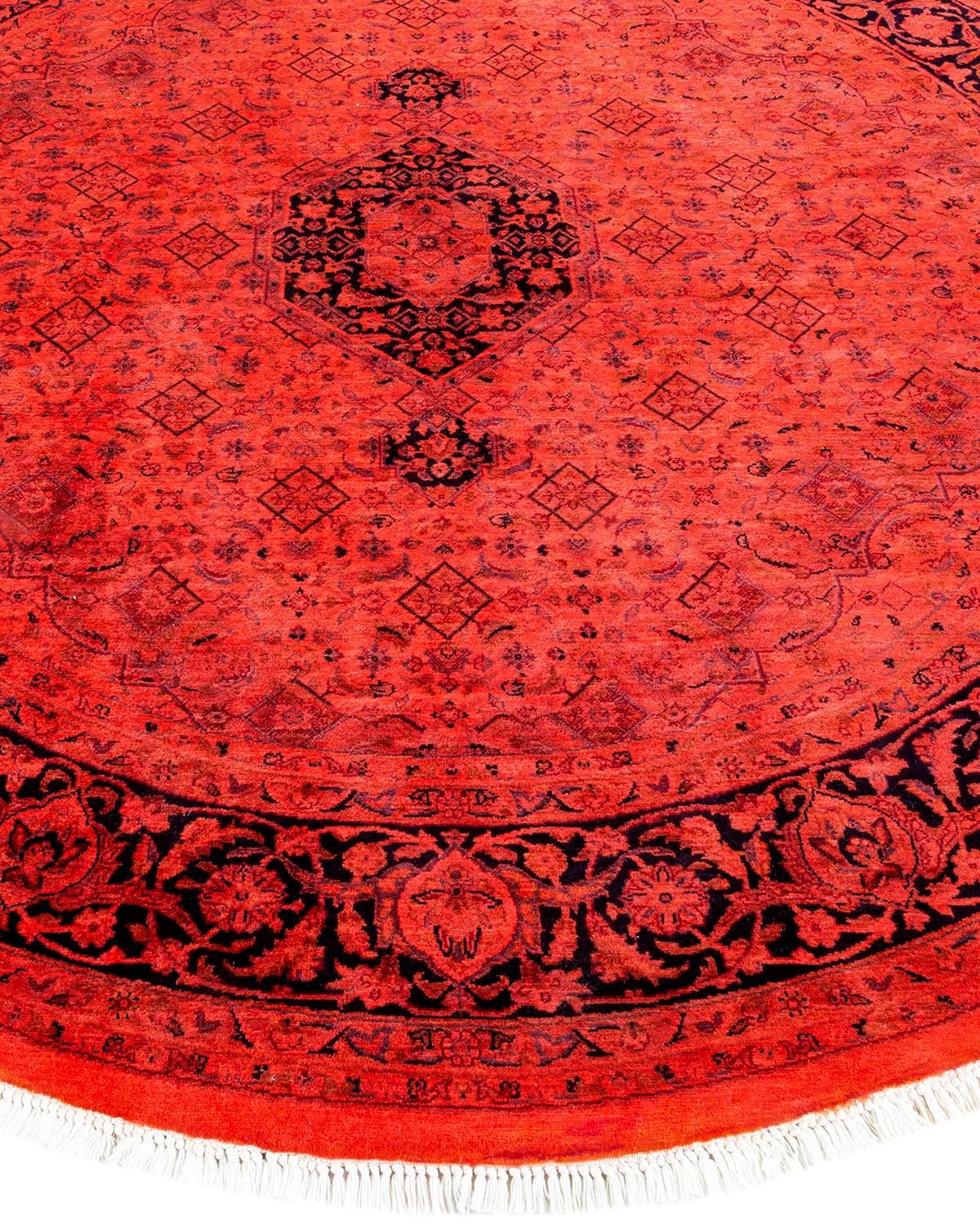 Hand Knotted Contemporary Overdyed Red Round Area Rug In New Condition For Sale In Norwalk, CT
