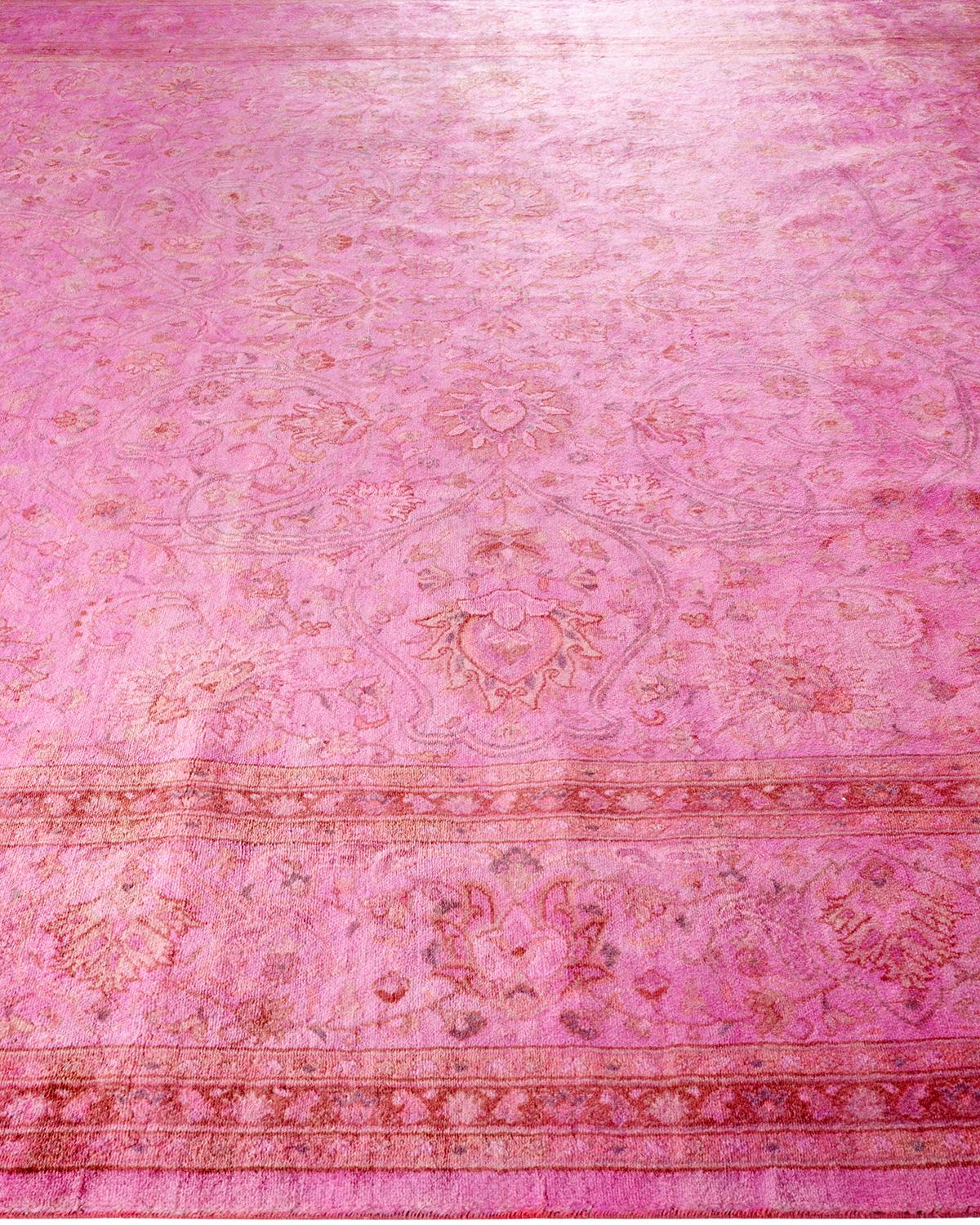 One of a Kind Hand Knotted Contemporary Overdyed Pink Area Rug In New Condition In Norwalk, CT