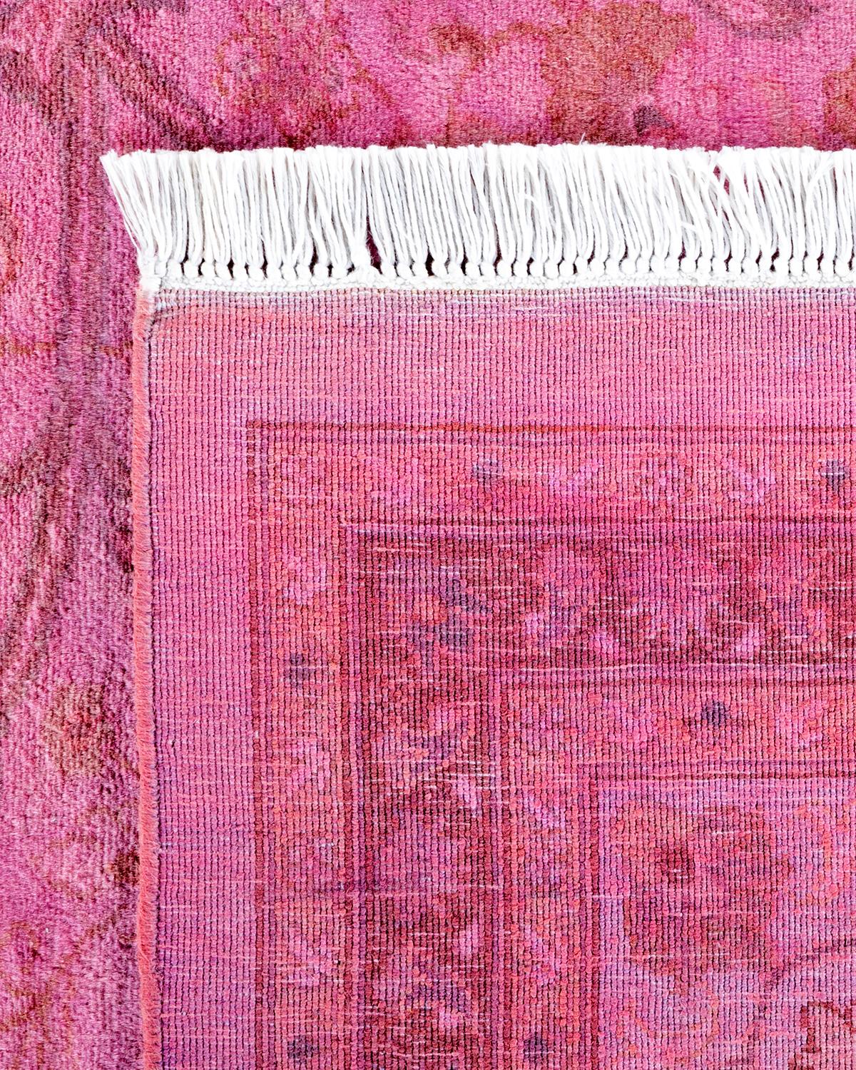 Wool One of a Kind Hand Knotted Contemporary Overdyed Pink Area Rug