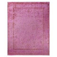 One of a Kind Hand Knotted Contemporary Overdyed Pink Area Rug