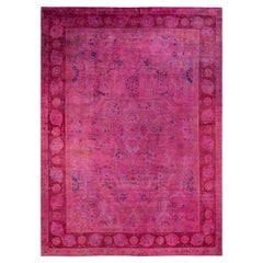 One of a Kind Hand Knotted Contemporary Overdyed Pink Area Rug