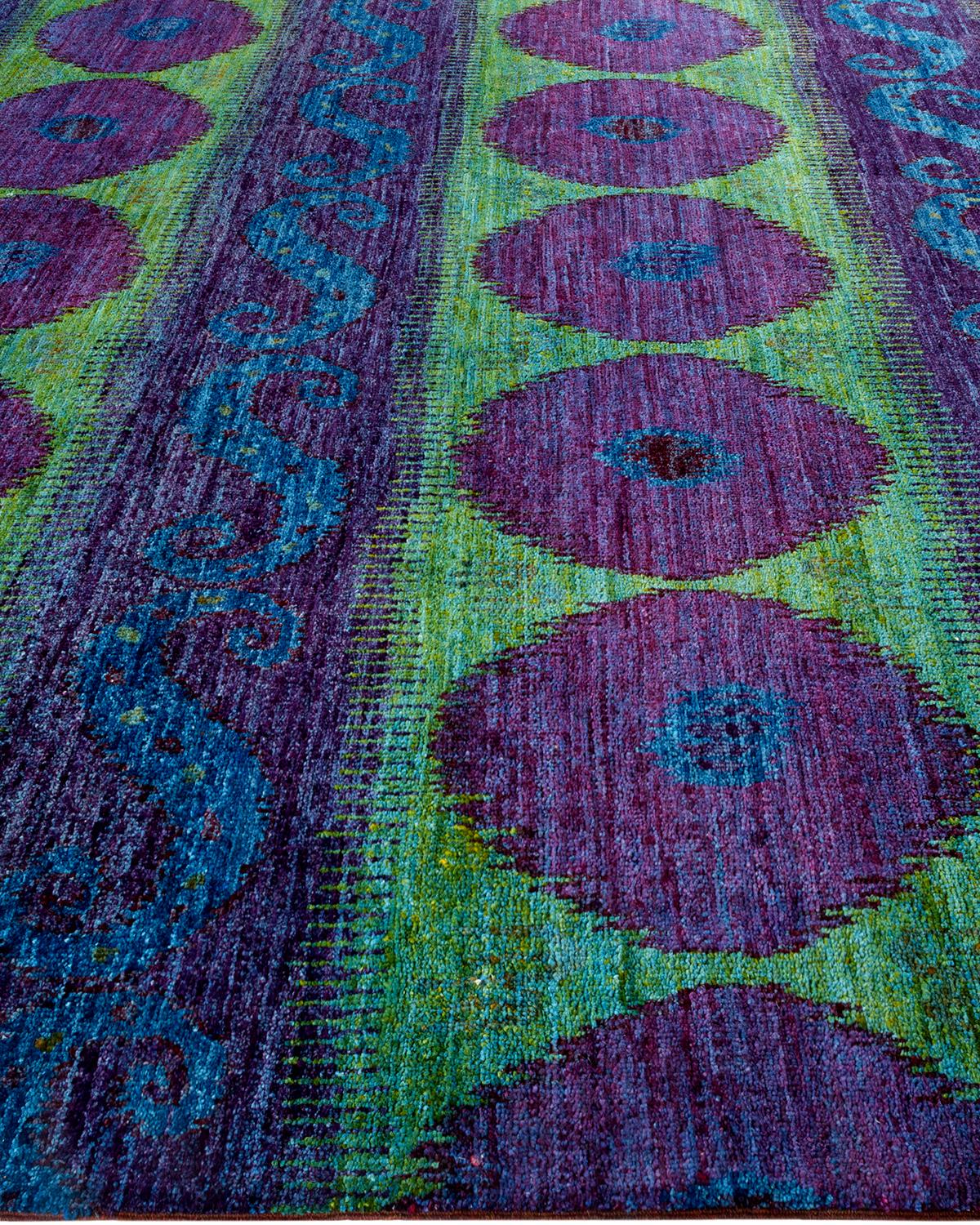 Tapis de sol contemporain surdimensionné violet, noué à la main, unique en son genre Neuf - En vente à Norwalk, CT
