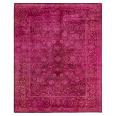 One of a Kind Hand Knotted Contemporary Overdyed Purple Area Rug