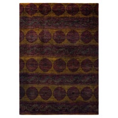 Tapis de sol contemporain surdimensionné violet, noué à la main, unique en son genre