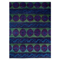 One of a Kind Hand Knotted Contemporary Overdyed Purple Area Rug